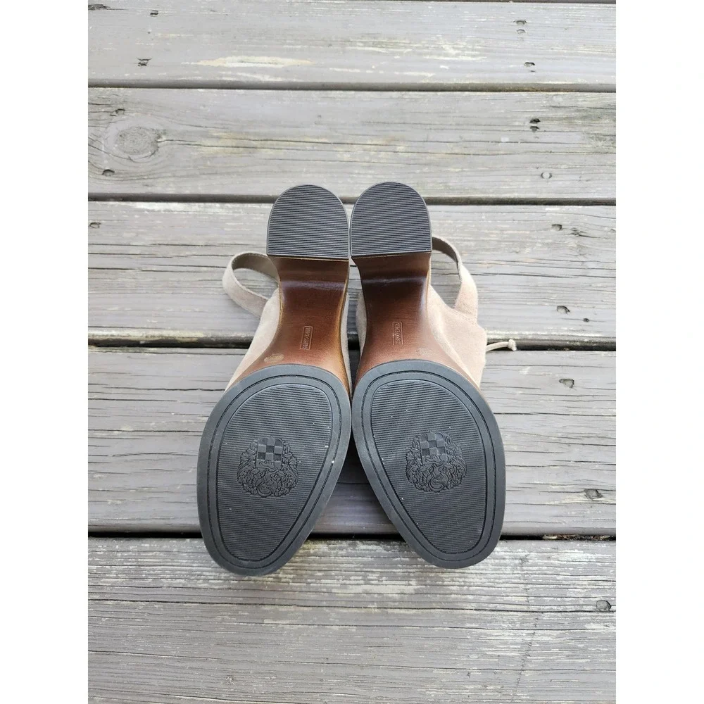 Vince Camuto Inerta Platform Sandals Tan Suede Wood Block‎ Heel Lace Up 8M